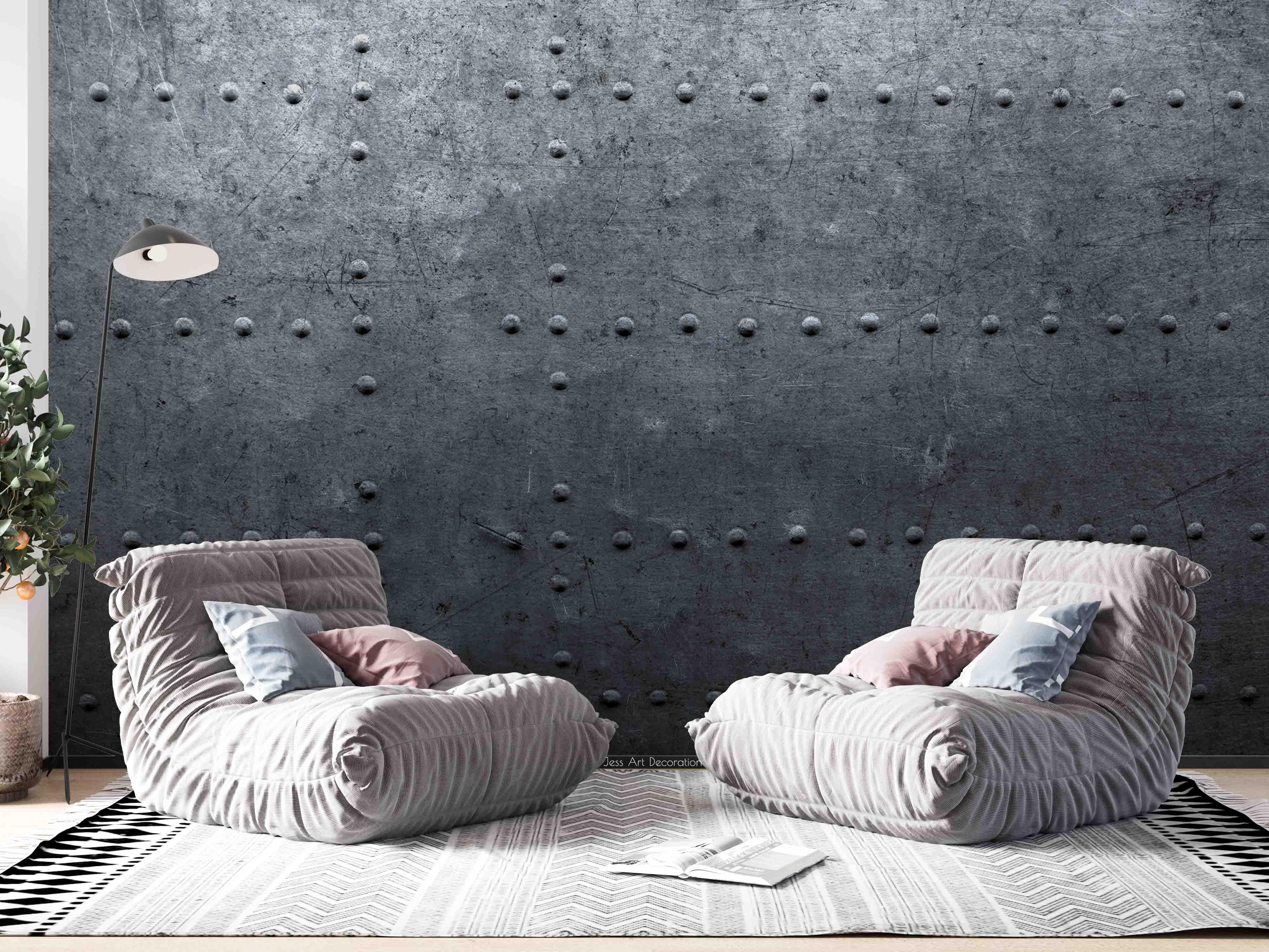 3D Grey Metal Willow Wall Mural Wallpaper GD 2748- Jess Art Decoration