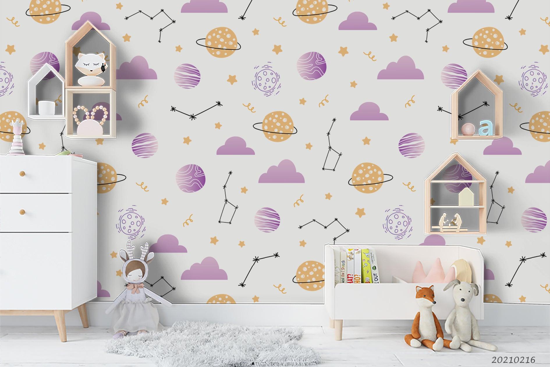 3D Cartoon Planet Cloud Constellation Wall Mural Wallpaper LQH 31- Jess Art Decoration