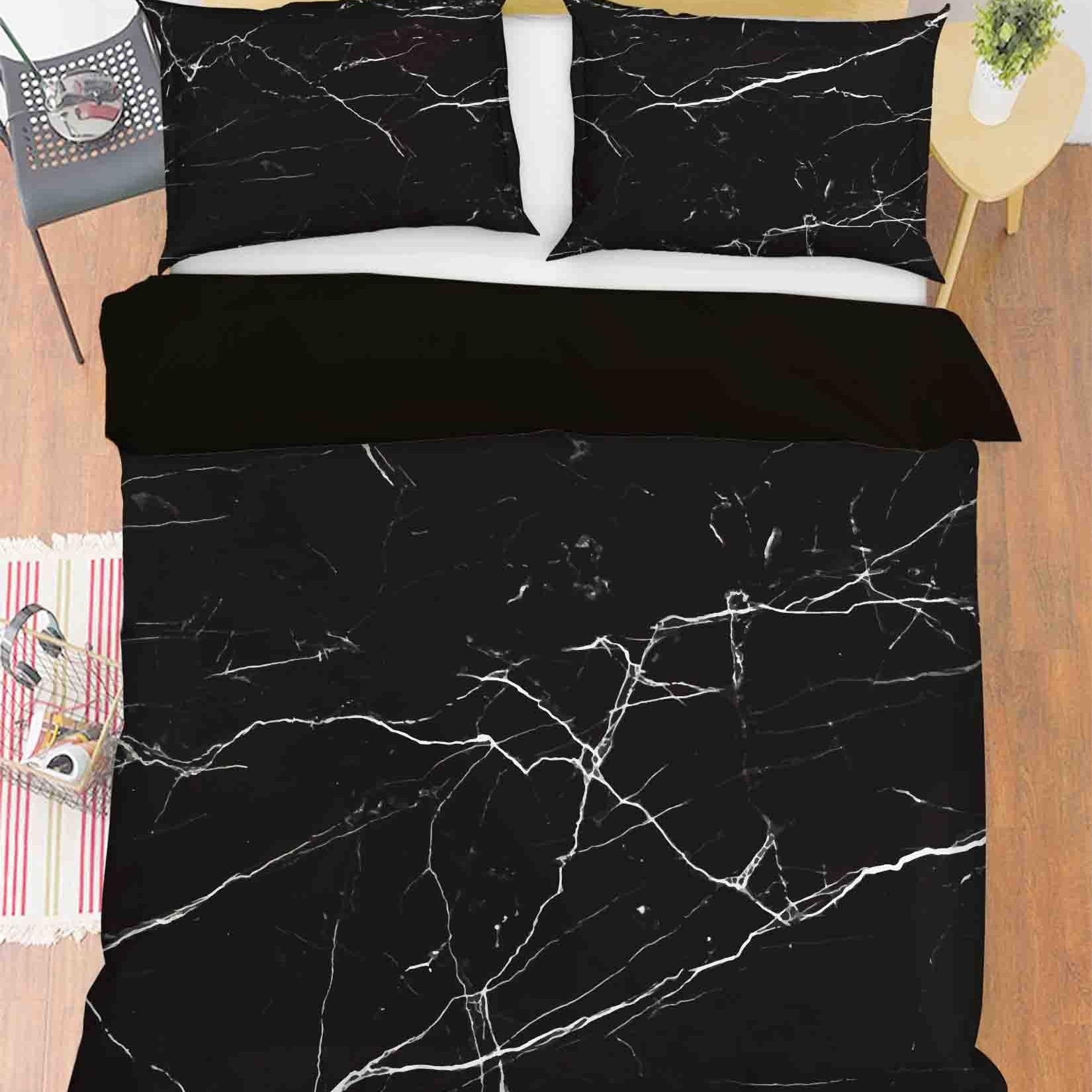 3D Abstract Black Marble Texture Quilt Cover Set Bedding Set Duvet Cover Pillowcases 338- Jess Art Decoration
