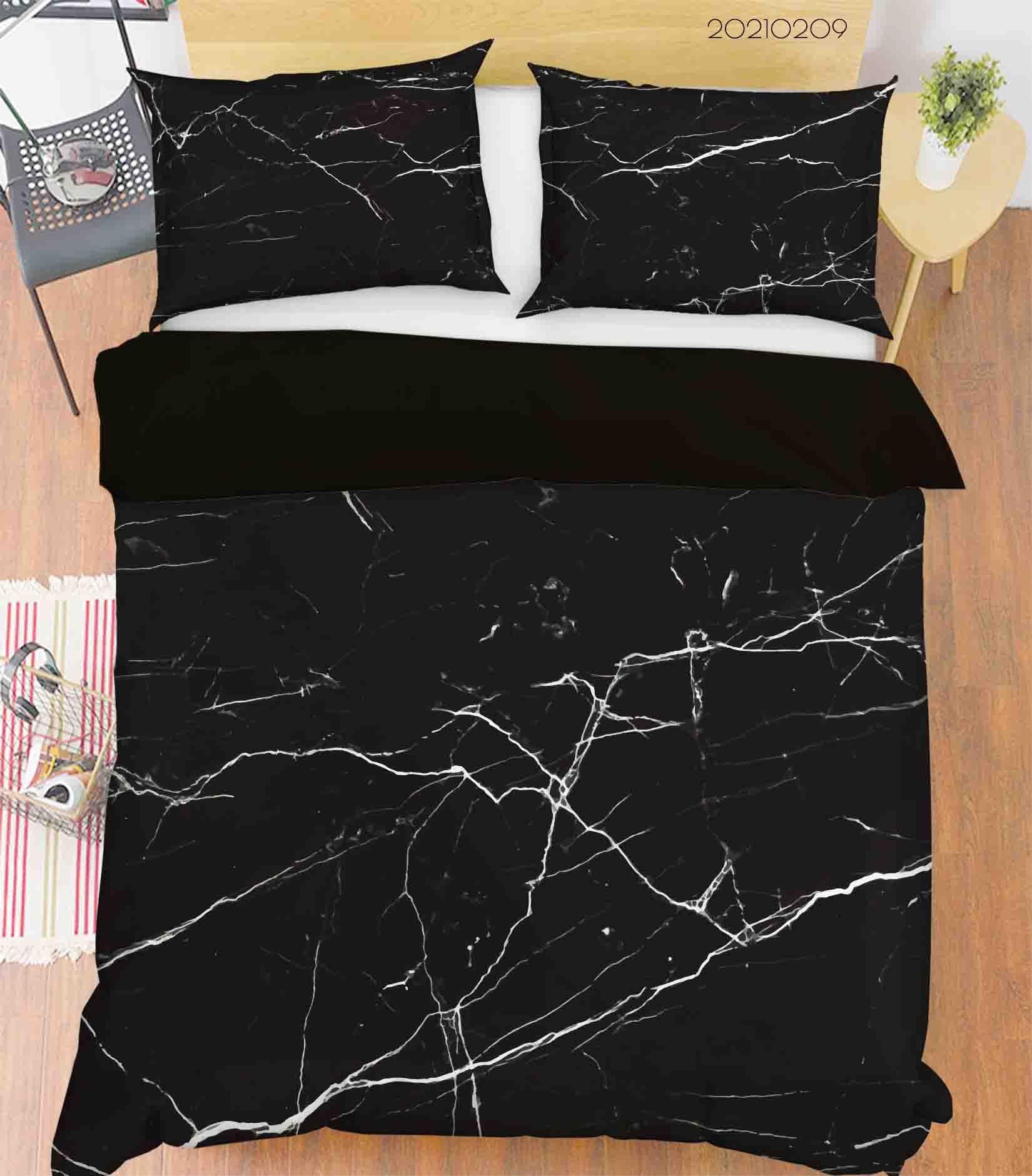 3D Abstract Black Marble Texture Quilt Cover Set Bedding Set Duvet Cover Pillowcases 338- Jess Art Decoration