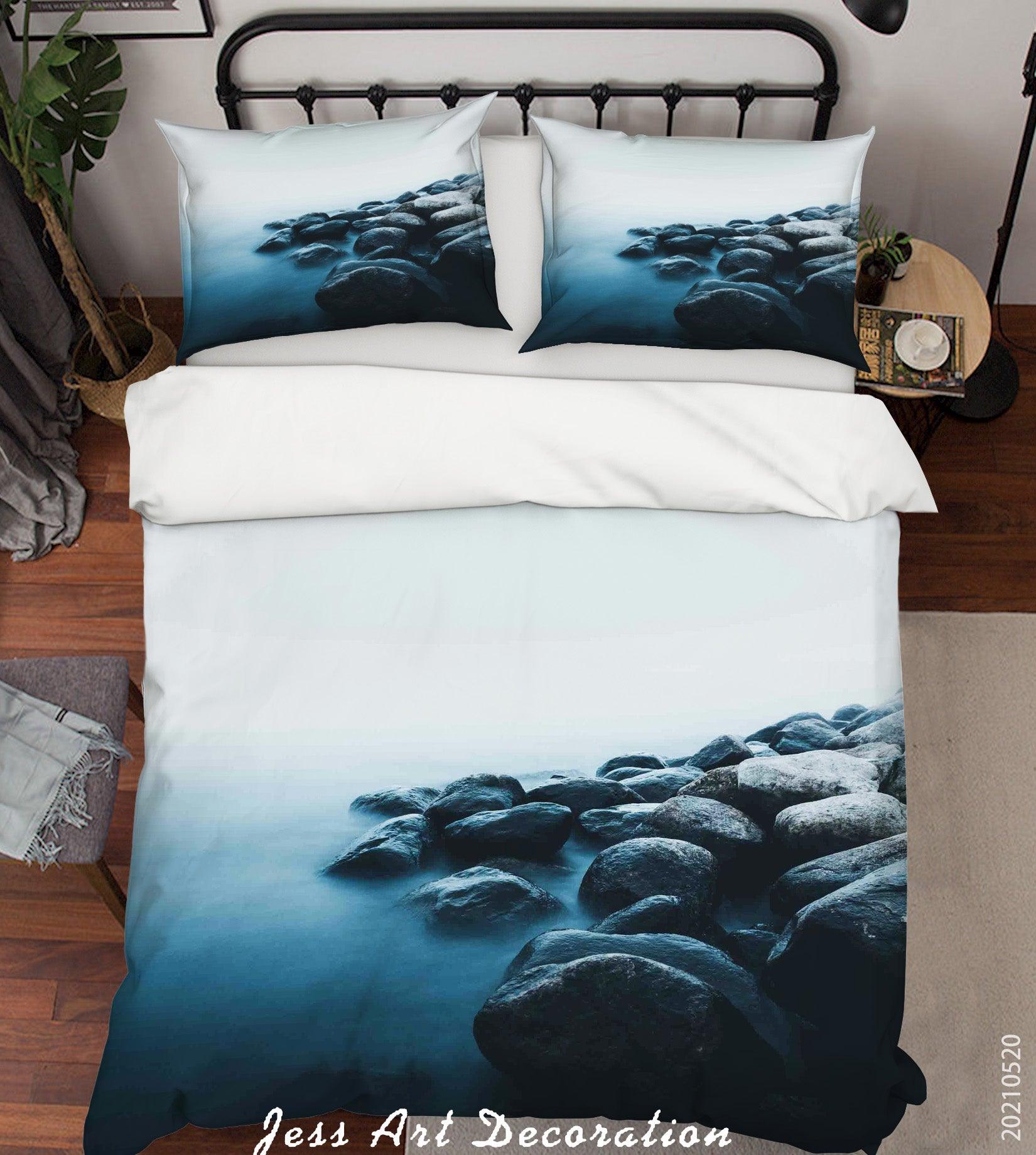 3D Sea Pebbles Landscape Quilt Cover Set Bedding Set Duvet Cover Pillowcases 58- Jess Art Decoration