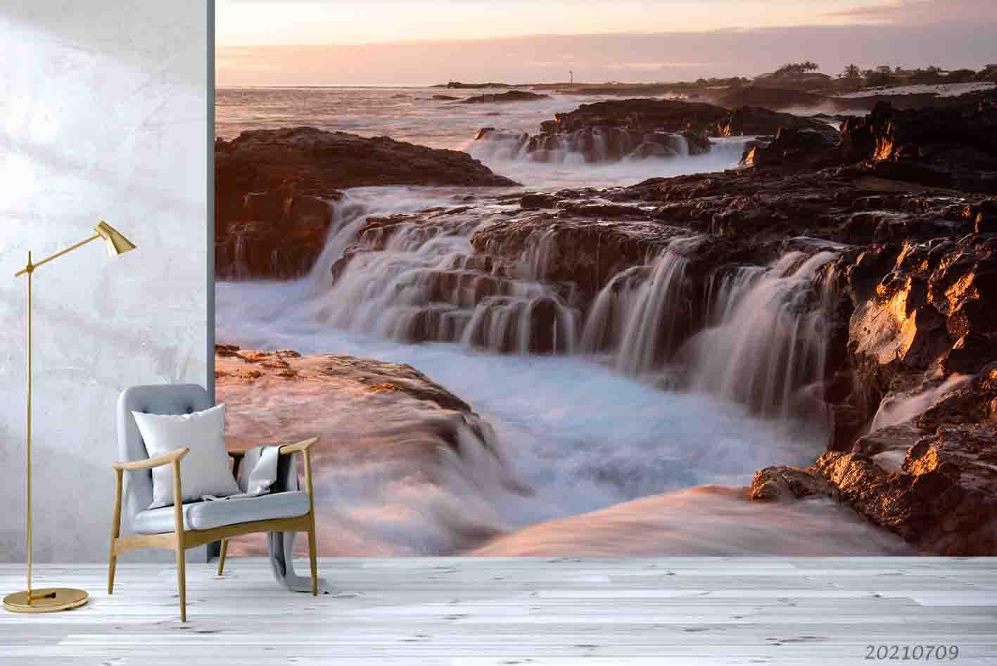 3D Waterfull Rock Wall Mural Wallpaper SWW3975- Jess Art Decoration