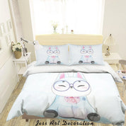 3D Blue Cartoon Animal Quilt Cover Set Bedding Set Duvet Cover Pillowcases SF71- Jess Art Decoration