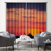 3D Wood Frame Red Sky Sunrise Scenery Curtains and Drapes GD 2231- Jess Art Decoration
