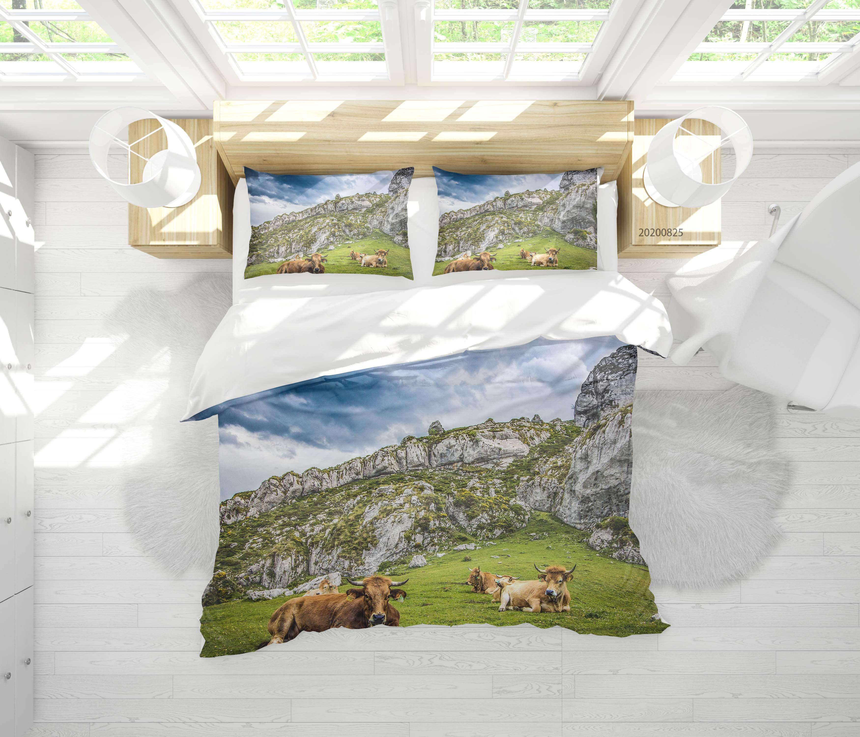 3D Animal Forest Cow Quilt Cover Set Bedding Set Duvet Cover Pillowcases WJ 3333- Jess Art Decoration