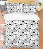 3D Abstract Ghost Doodle Quilt Cover Set Bedding Set Duvet Cover Pillowcases 81- Jess Art Decoration