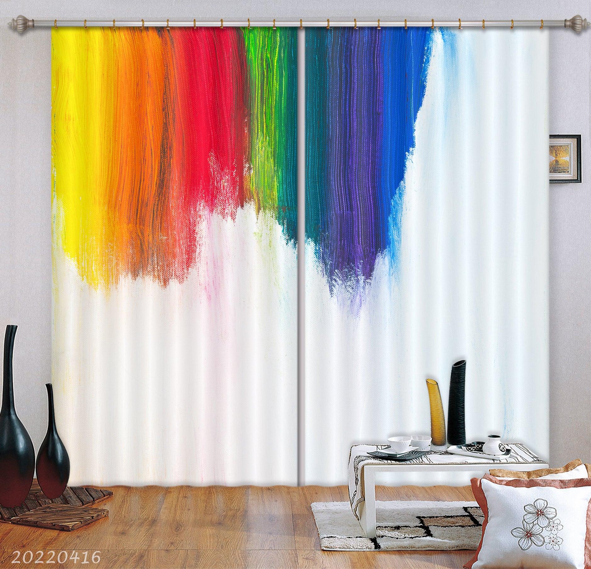 3D Abstract Colorful Paint Texture Pattern Curtains and Drapes GD 4422- Jess Art Decoration