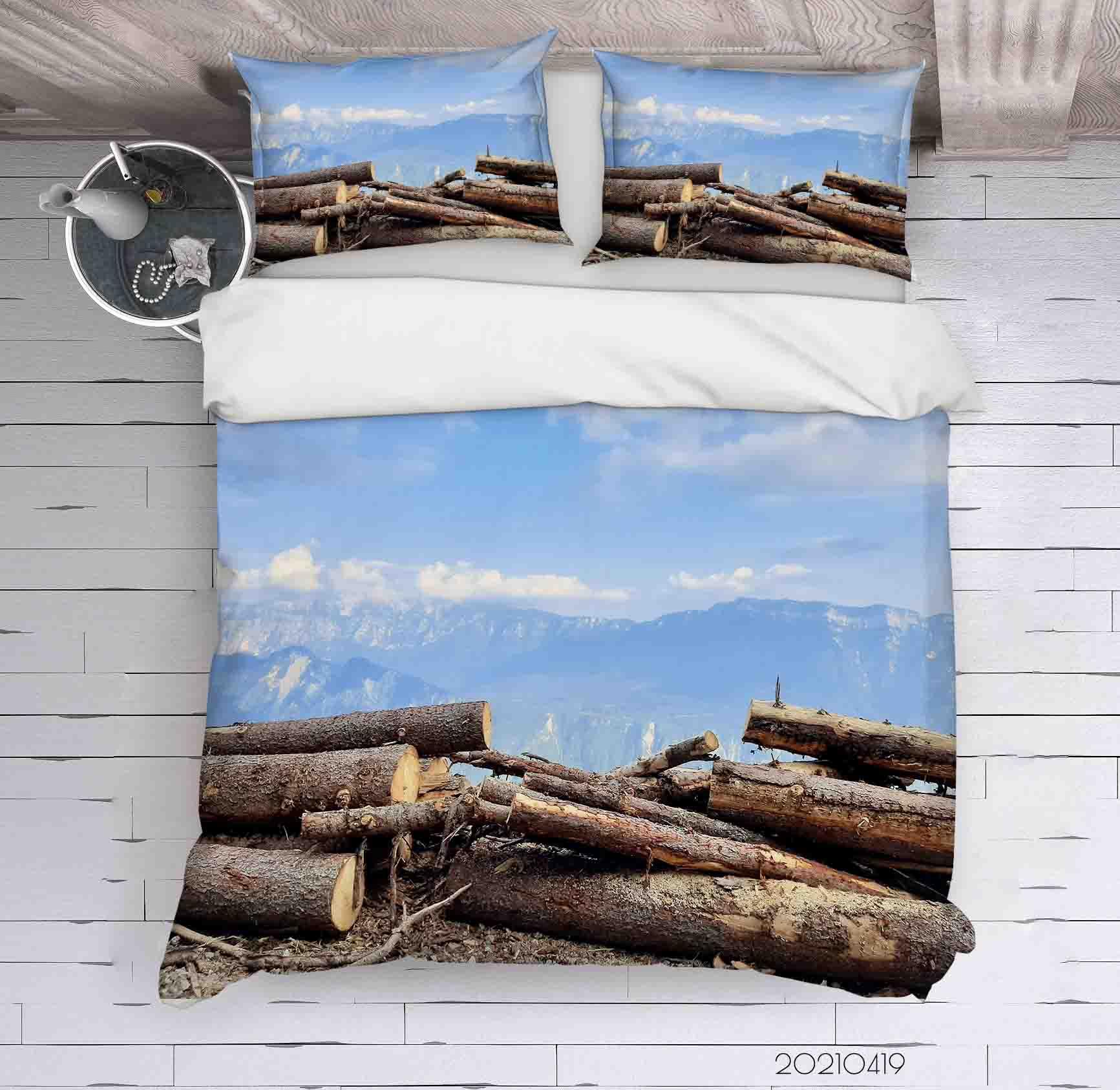 3D Blue Sky Wood Quilt Cover Set Bedding Set Duvet Cover Pillowcases 166- Jess Art Decoration