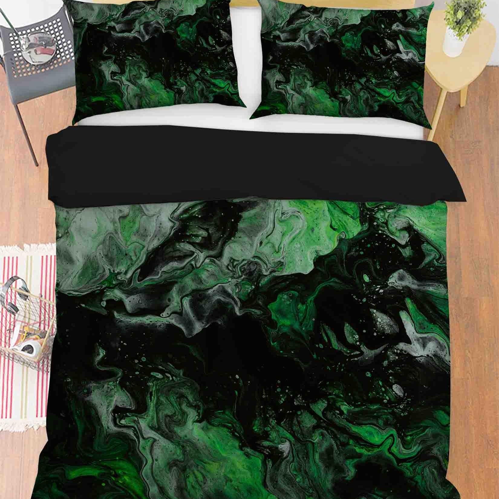 3D Abstract Green Marble Texture Quilt Cover Set Bedding Set Duvet Cover Pillowcases 51- Jess Art Decoration