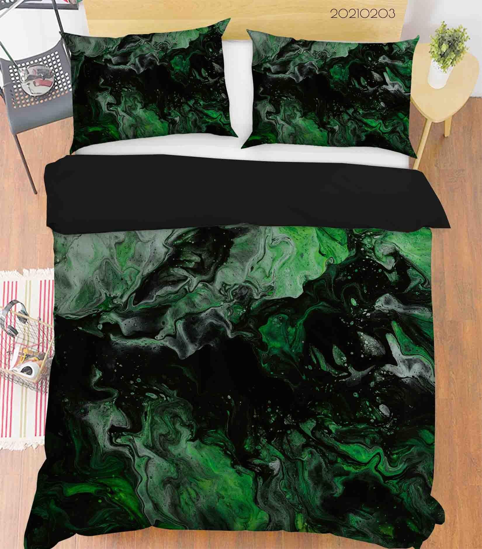 3D Abstract Green Marble Texture Quilt Cover Set Bedding Set Duvet Cover Pillowcases 51- Jess Art Decoration