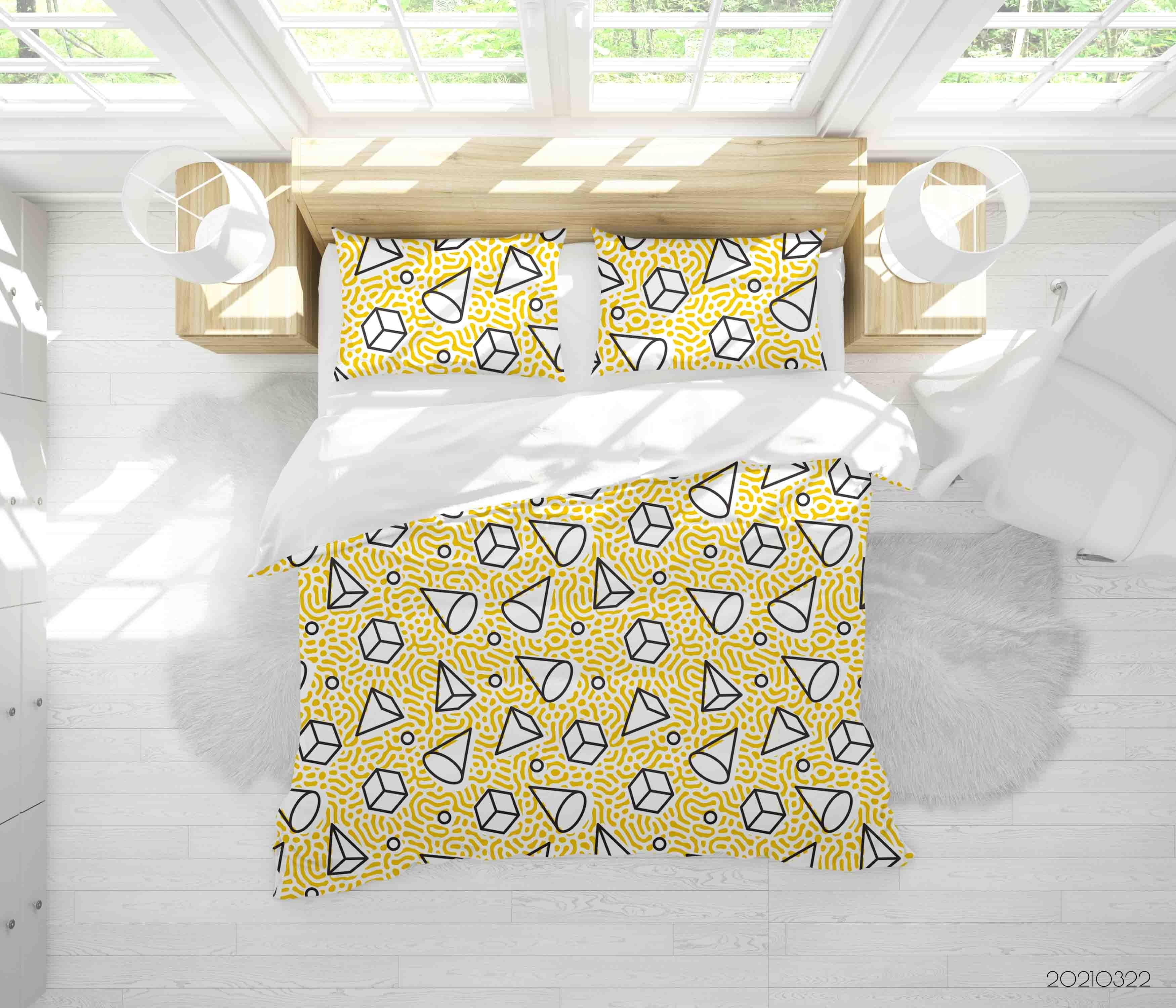 3D Abstract Geometric Pattern Quilt Cover Set Bedding Set Duvet Cover Pillowcases 112- Jess Art Decoration