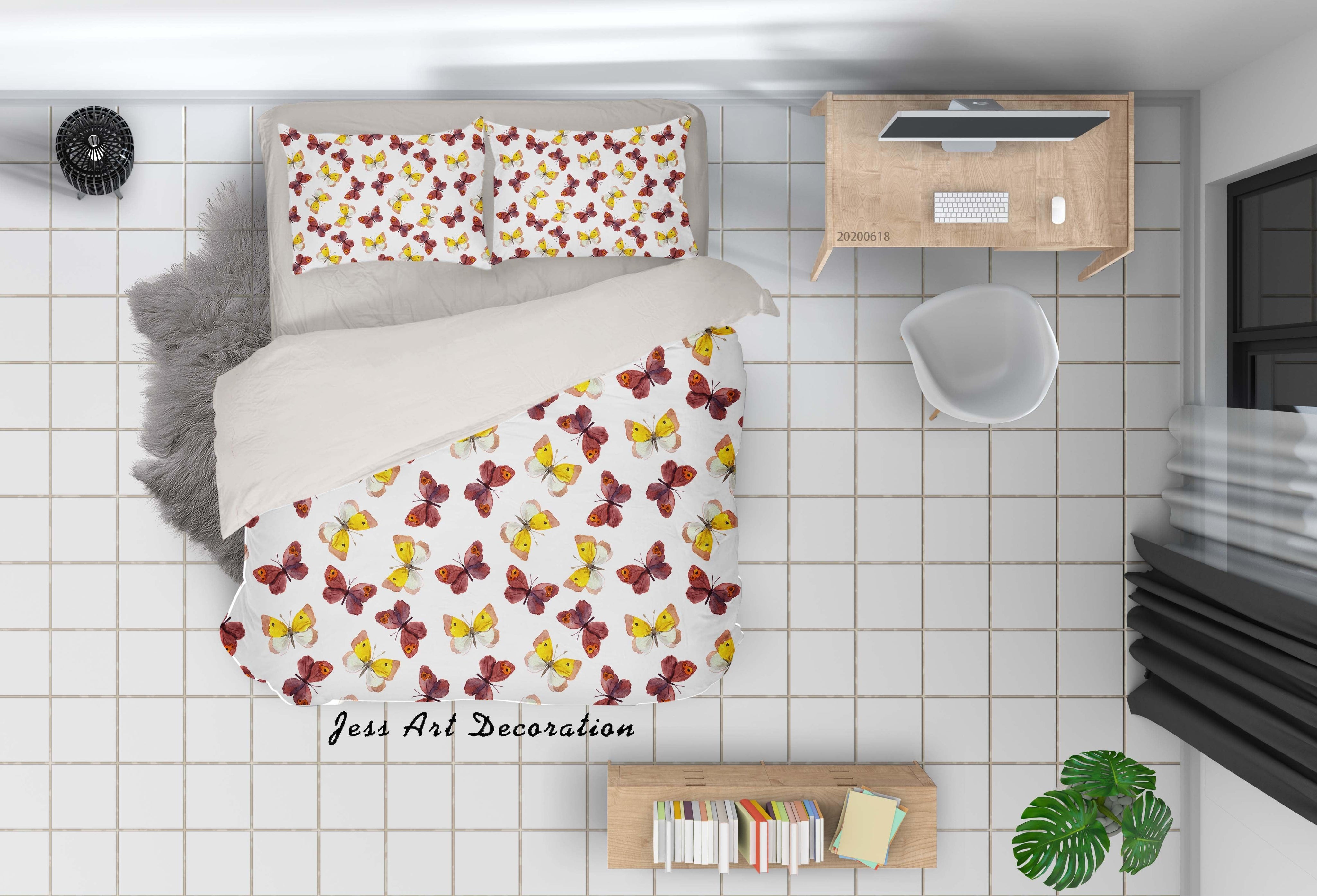 3D White Butterfly Quilt Cover Set Bedding Set Duvet Cover Pillowcases SF01- Jess Art Decoration