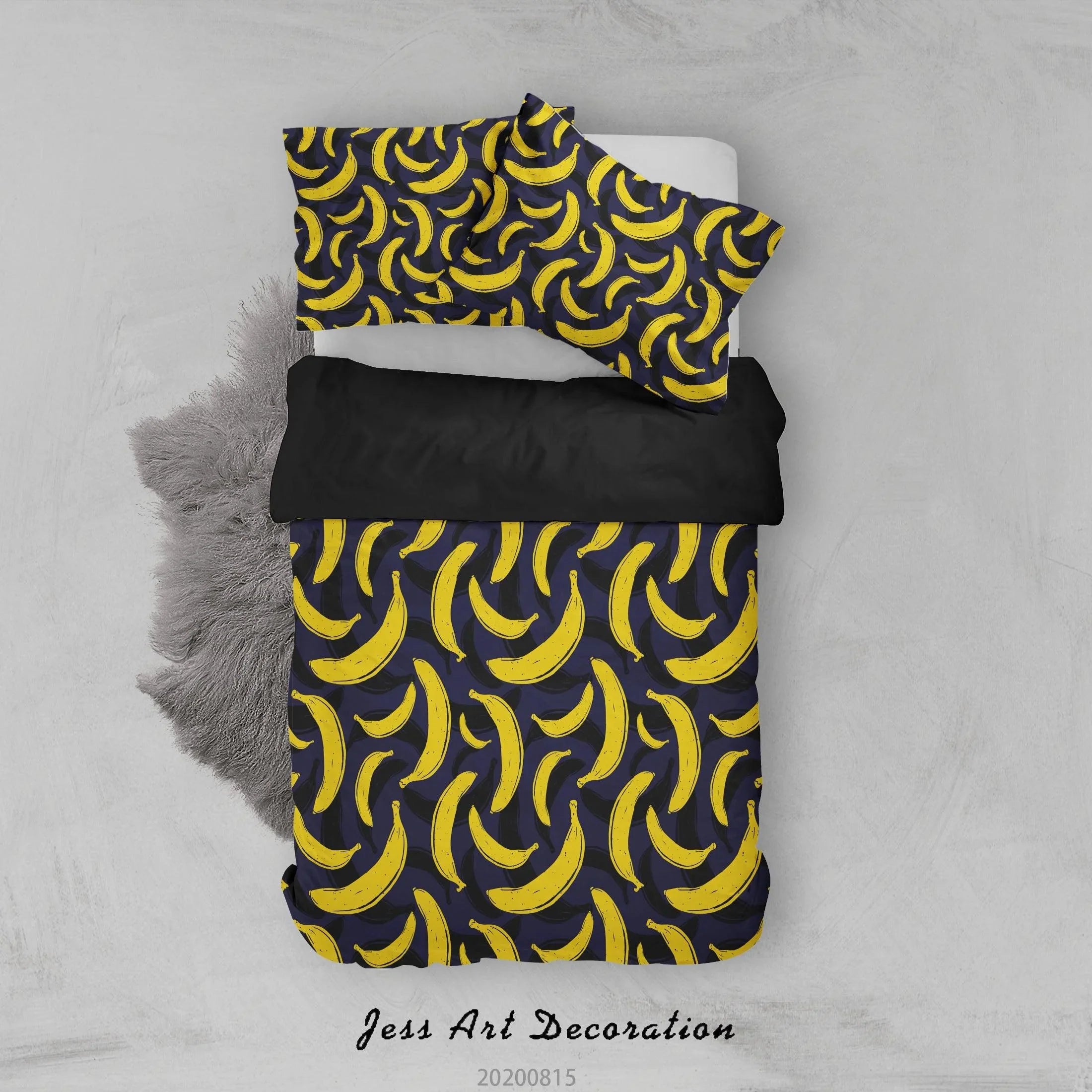 3D Banana Fruity Black Quilt Cover Set Bedding Set Duvet Cover Pillowcases LXL- Jess Art Decoration