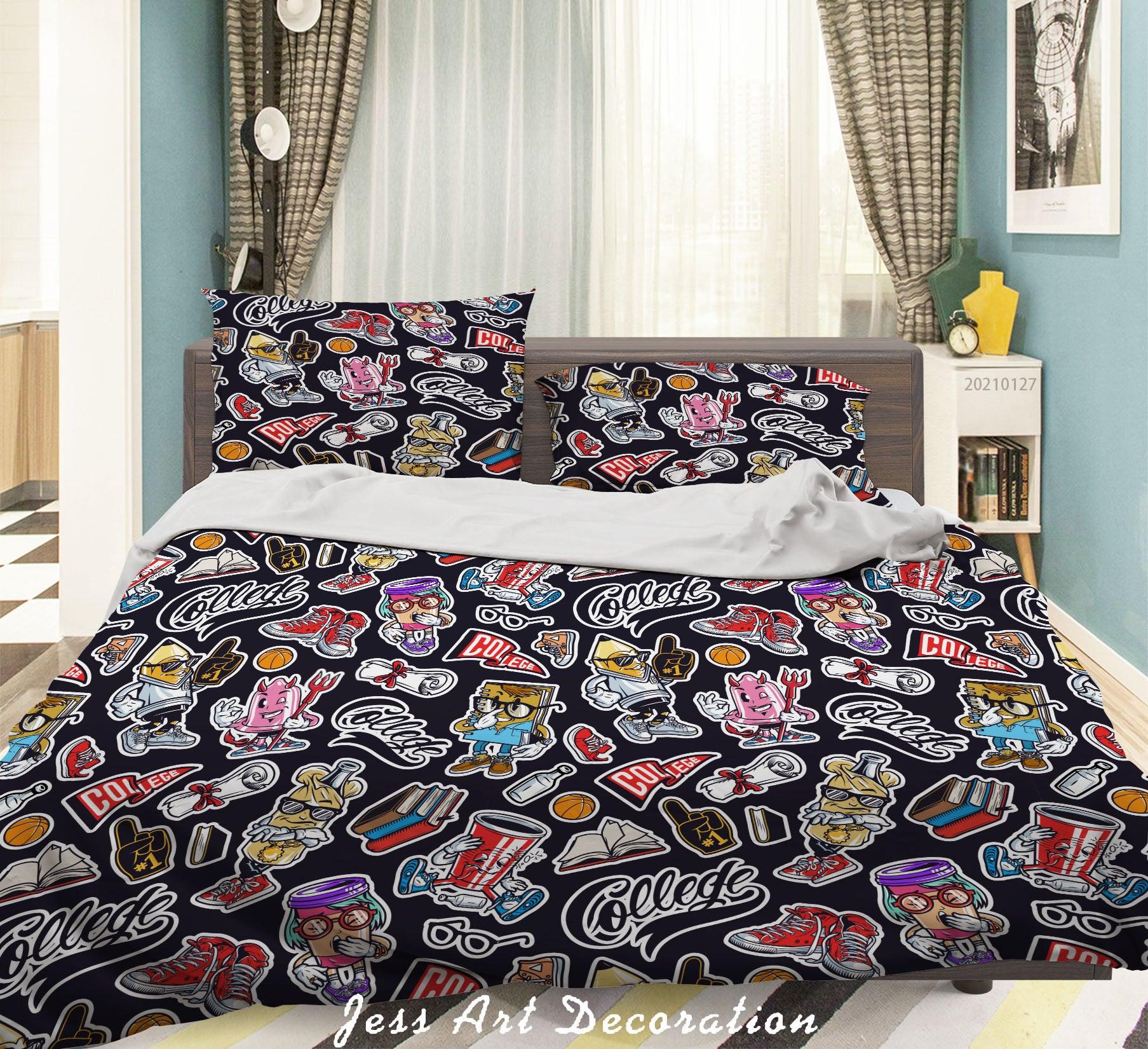 3D Abstract Color Graffiti Quilt Cover Set Bedding Set Duvet Cover Pillowcases 225- Jess Art Decoration