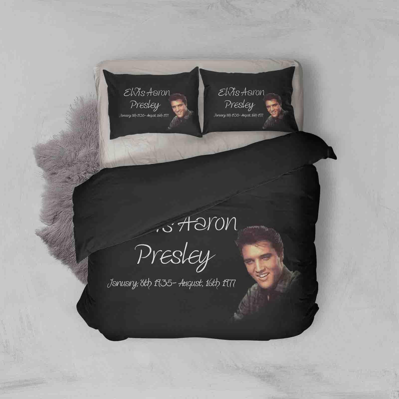3D Elvis Aron Presley Black Quilt Cover Set Bedding Set Duvet Cover Pillowcases JN 1197- Jess Art Decoration