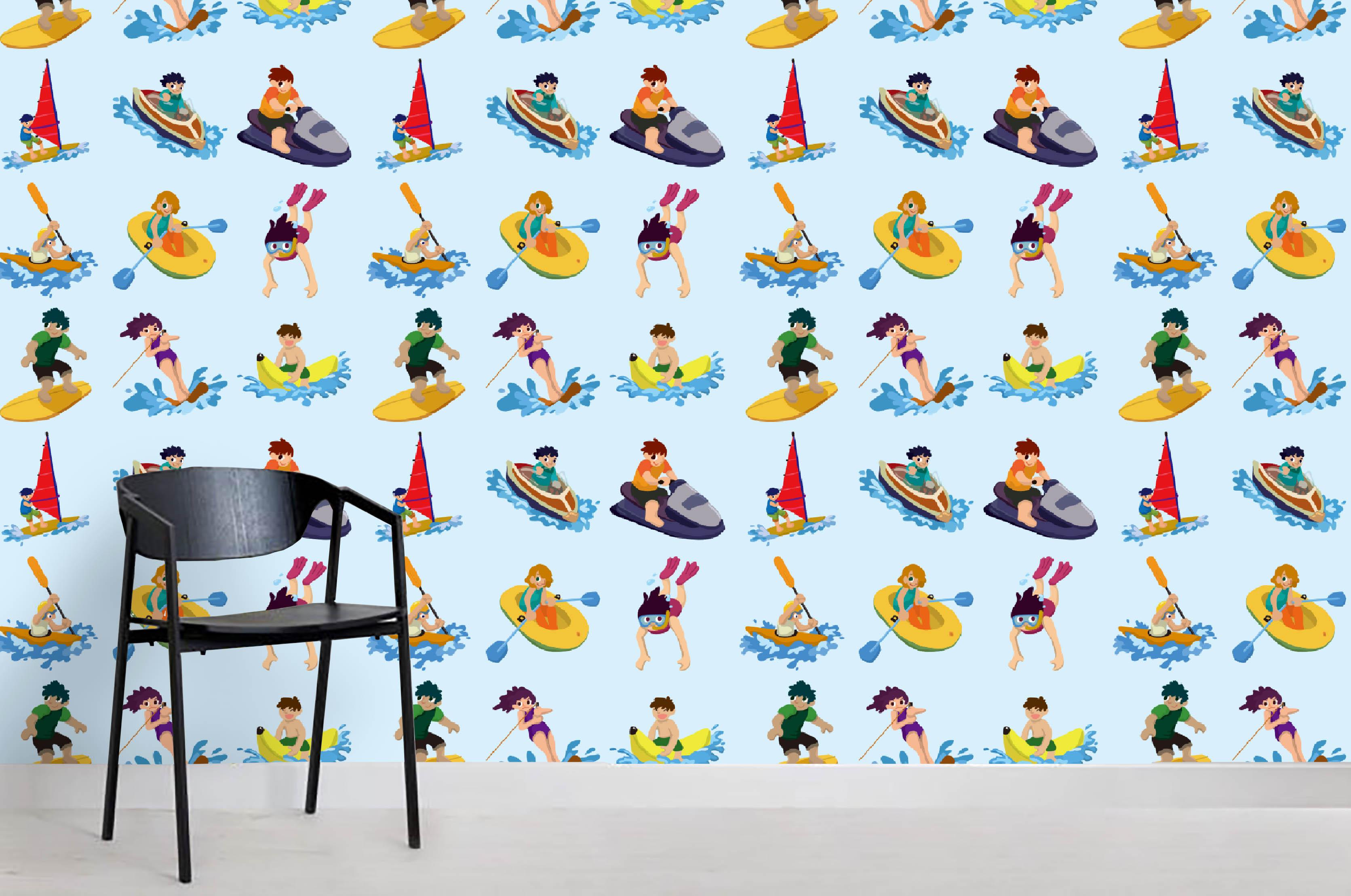3D Cartoon Aquatic Sports Wall Mural Wallpaper 07- Jess Art Decoration