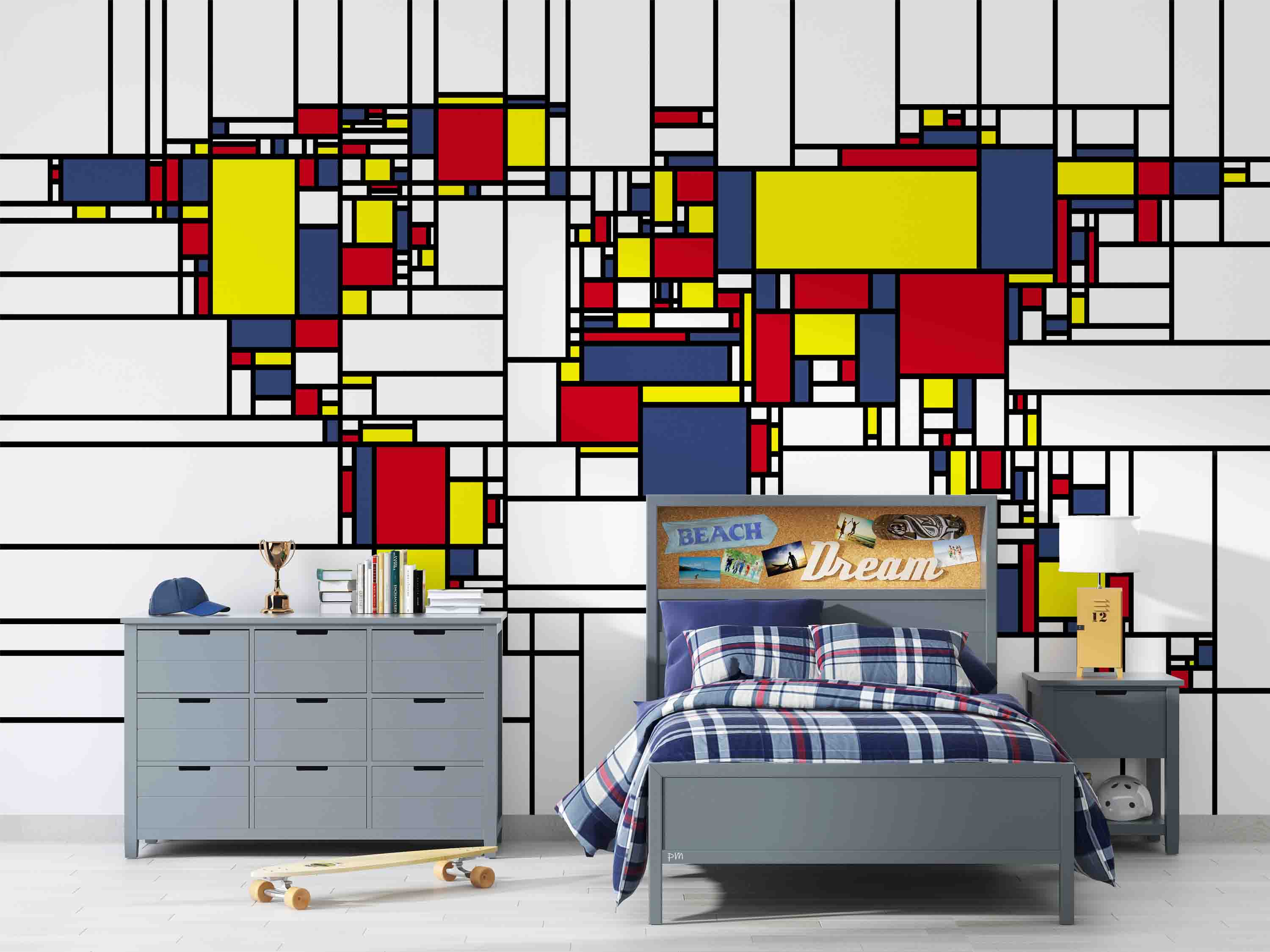 3D Modern Piet Mondrian Style World Map Pattern Wall Mural Wallpaper GD 1163- Jess Art Decoration
