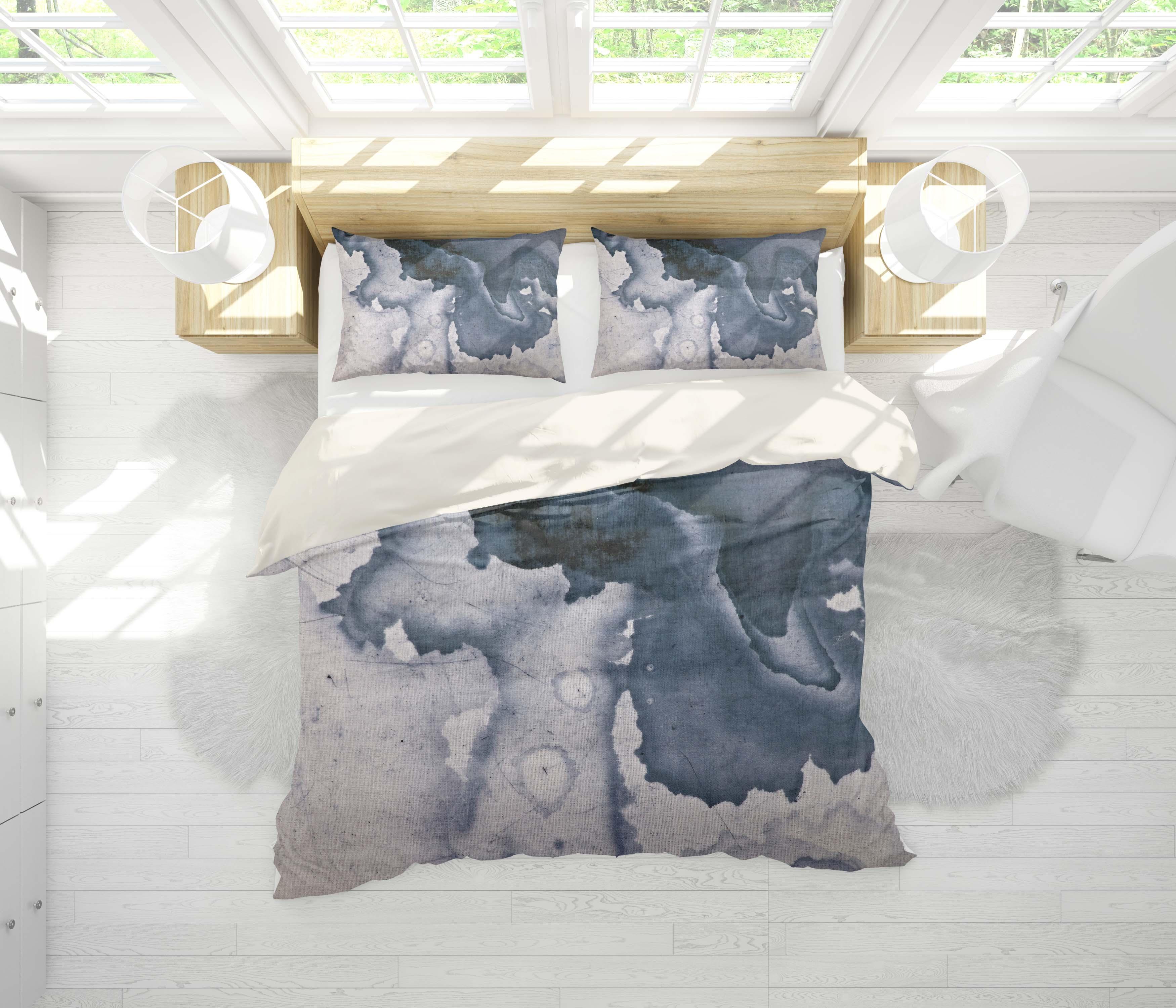 3D Blue Watercolor Quilt Cover Set Bedding Set Pillowcases 10- Jess Art Decoration