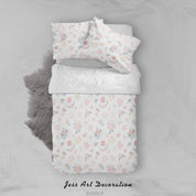 3D White Pink Floral Quilt Cover Set Bedding Set Duvet Cover Pillowcases SF48- Jess Art Decoration