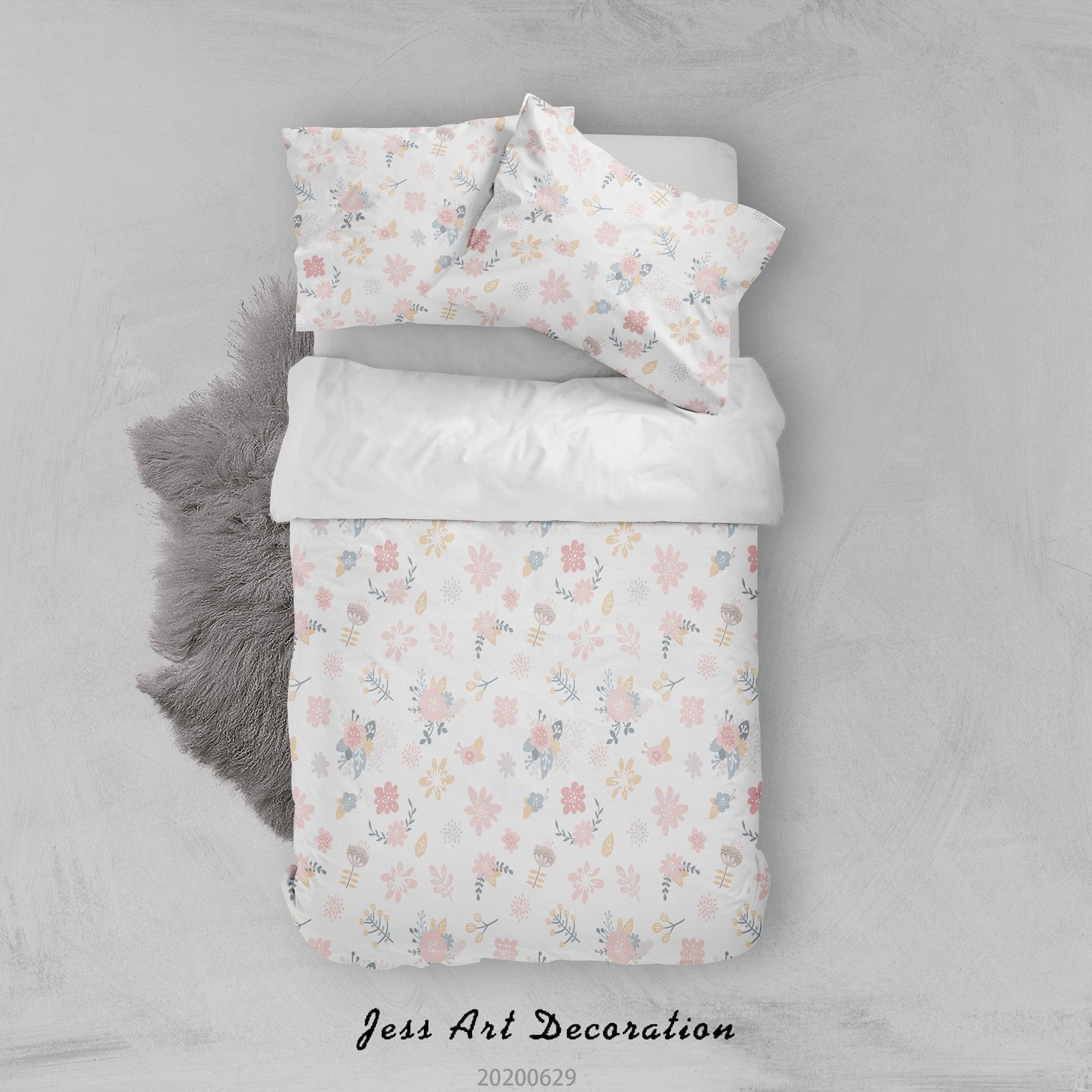 3D White Pink Floral Quilt Cover Set Bedding Set Duvet Cover Pillowcases SF48- Jess Art Decoration