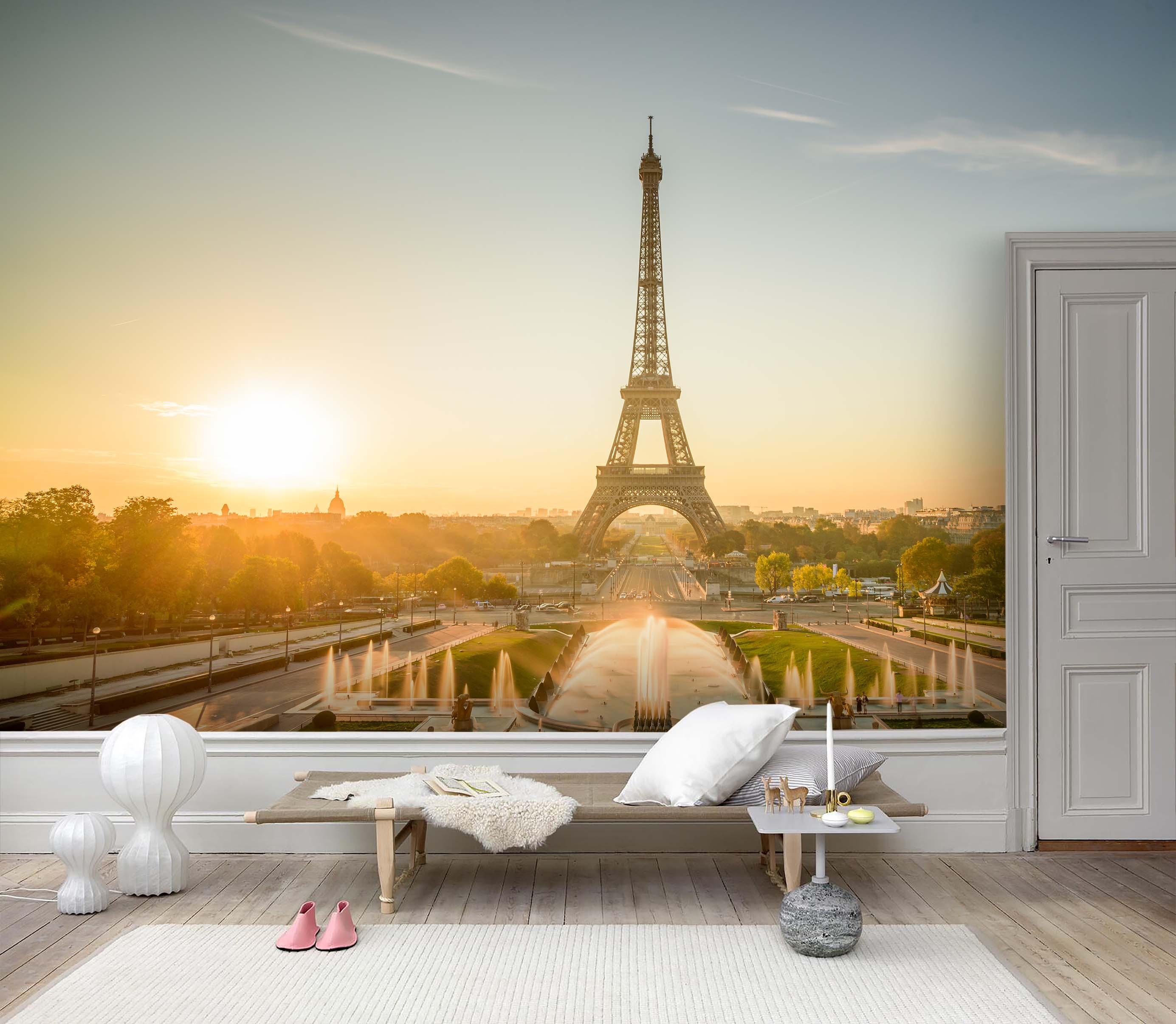 3D Eiffel Tower Dusk Wall Mural Wallpaper 118- Jess Art Decoration