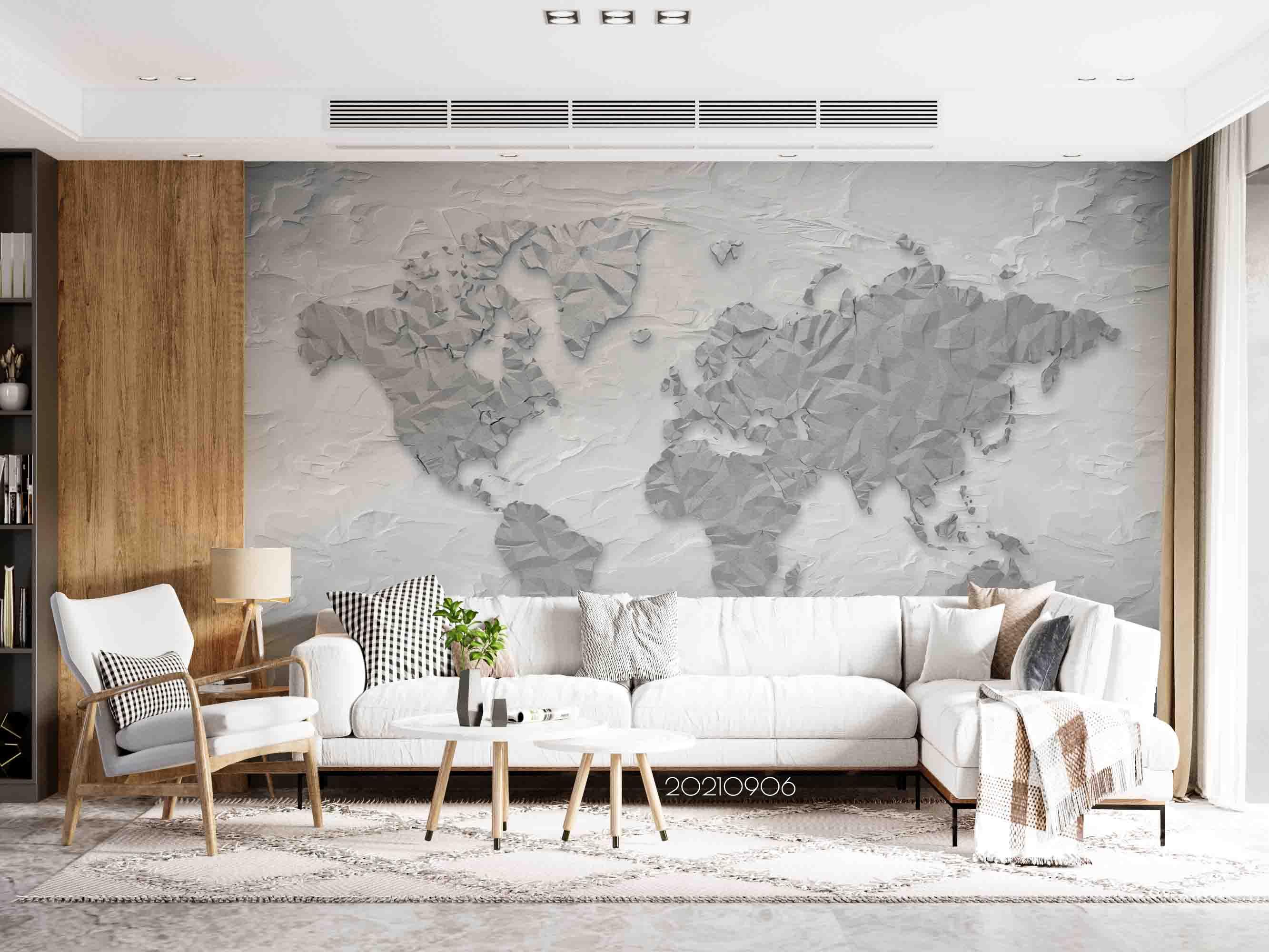 3D Grey World Map Wall Mural Wallpaper LQH 555- Jess Art Decoration