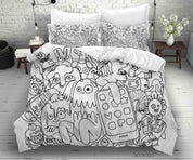 3D Abstract Gray Monster Graffiti Quilt Cover Set Bedding Set Duvet Cover Pillowcases 20- Jess Art Decoration