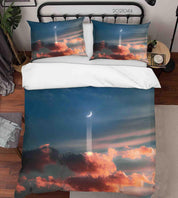 3D Blue Sky Sky Cloud Moon Quilt Cover Set Bedding Set Duvet Cover Pillowcases 25- Jess Art Decoration