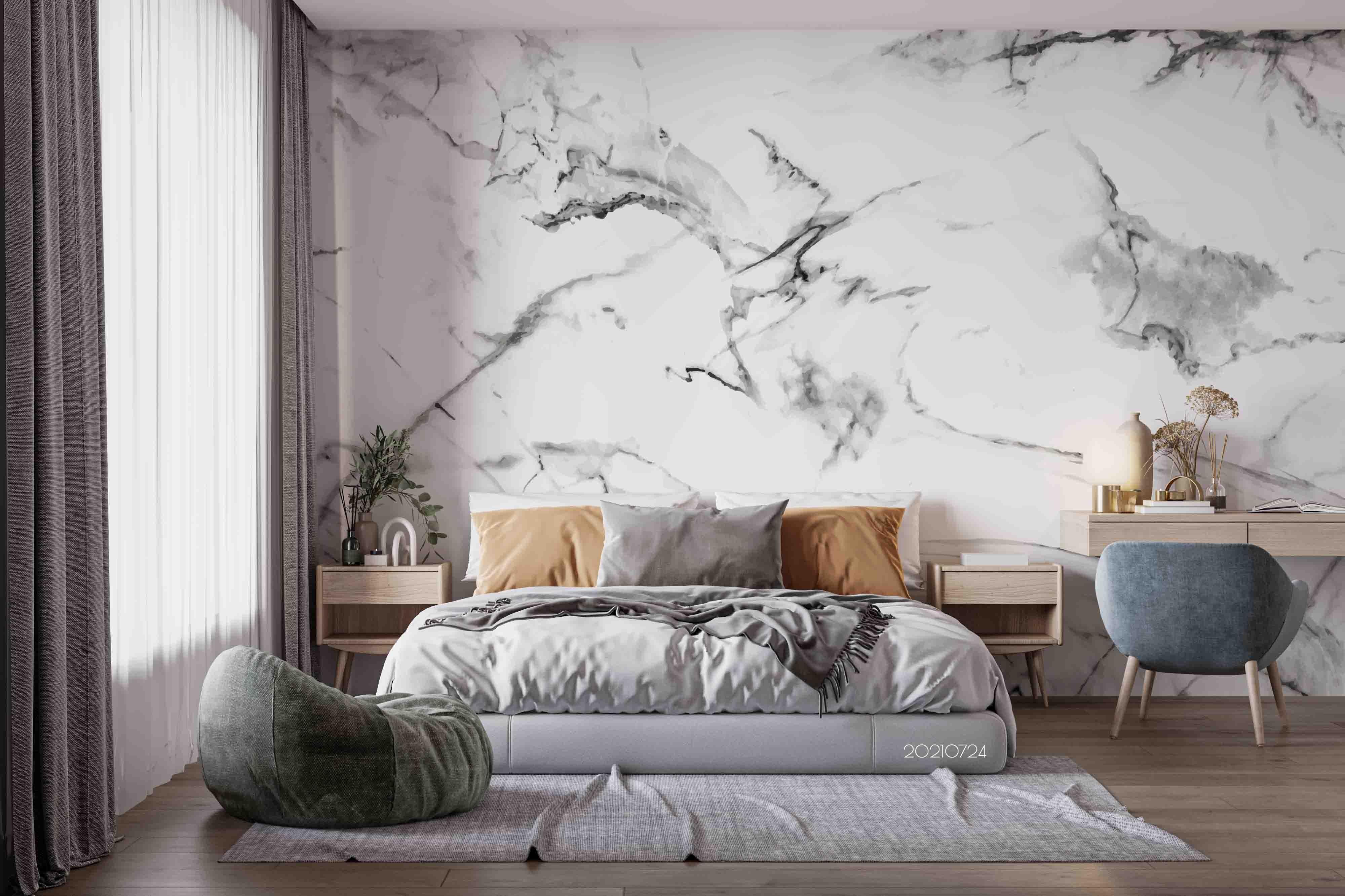 3D White Black Marble Texture Wall Mural Wallpaper SWW3673- Jess Art Decoration