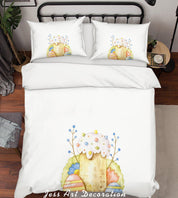3D White Floral Eggs Quilt Cover Set Bedding Set Duvet Cover Pillowcases SF93- Jess Art Decoration
