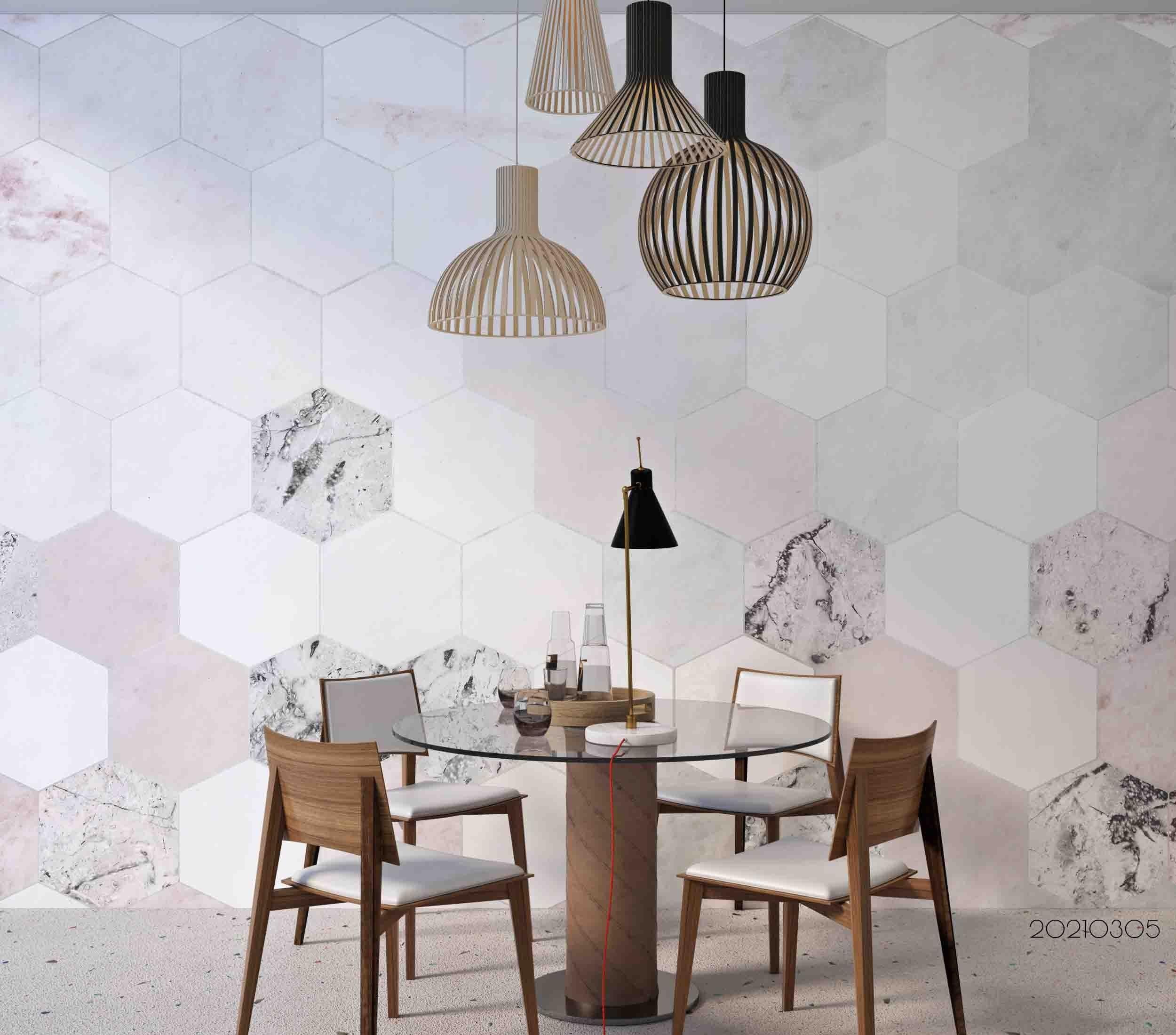 3D Pink Geometric Hexagon Wall Mural Wallpaper LQH 29- Jess Art Decoration