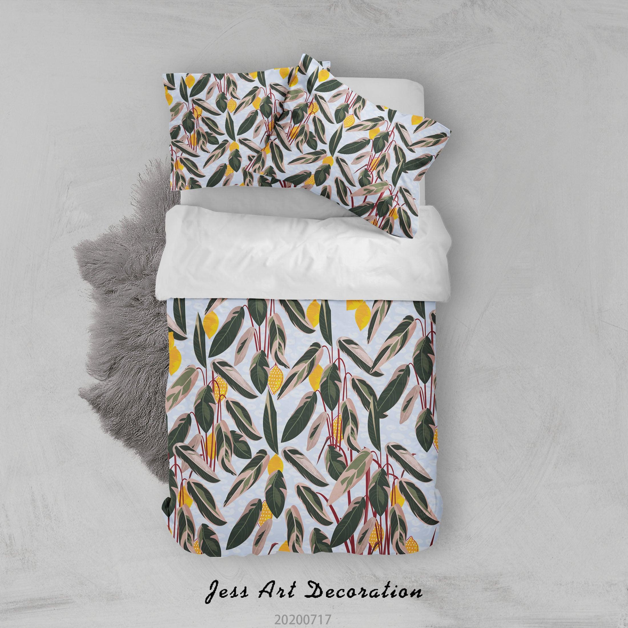 3D Lemon Leaves Pattern Quilt Cover Set Bedding Set Duvet Cover Pillowcases WJ 1594- Jess Art Decoration