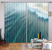 3D Landscape Ocean Wave Boat Curtains and Drapes GD 4489- Jess Art Decoration
