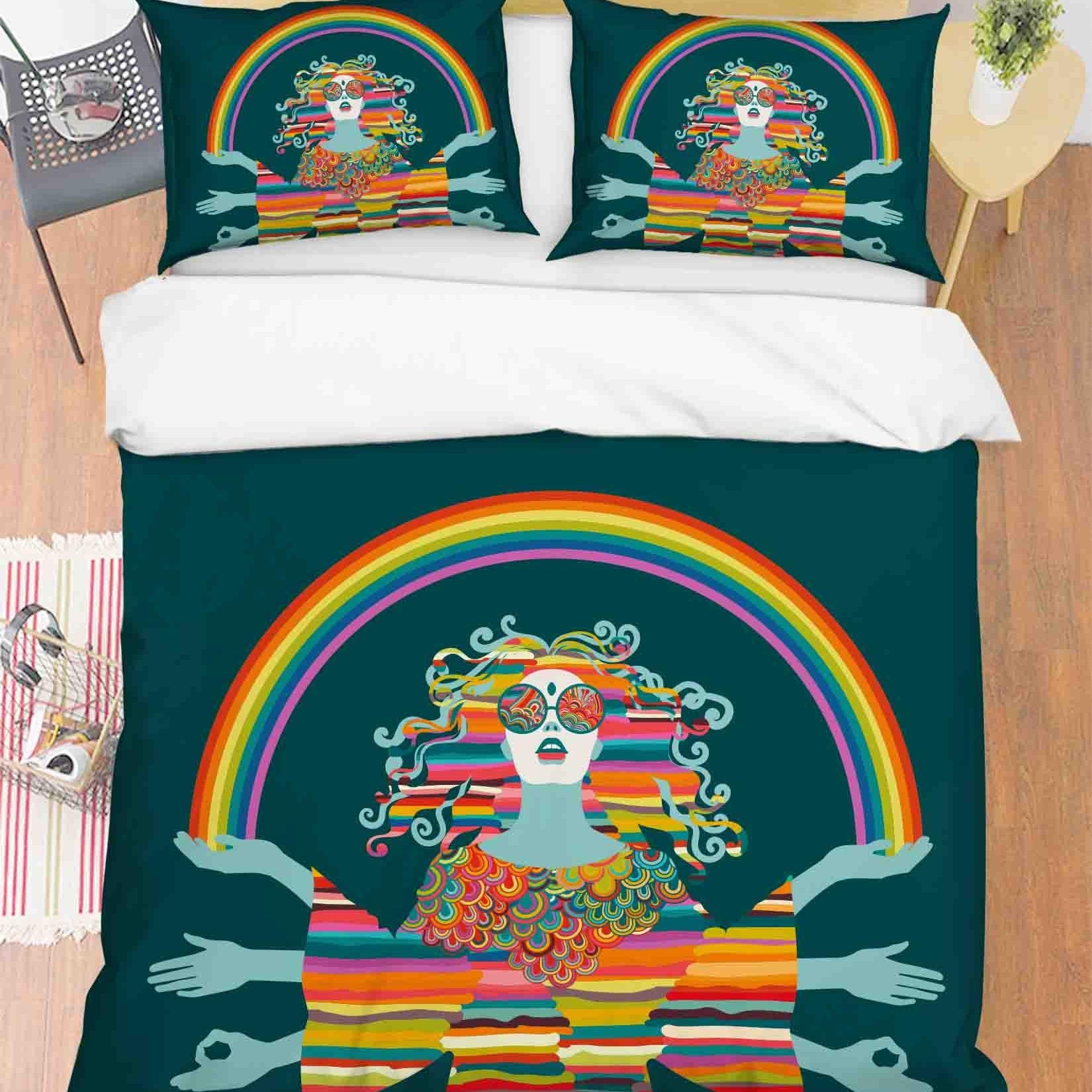 3D Abstract Colorful People Rainbow Quilt Cover Set Bedding Set Duvet Cover Pillowcases 282- Jess Art Decoration