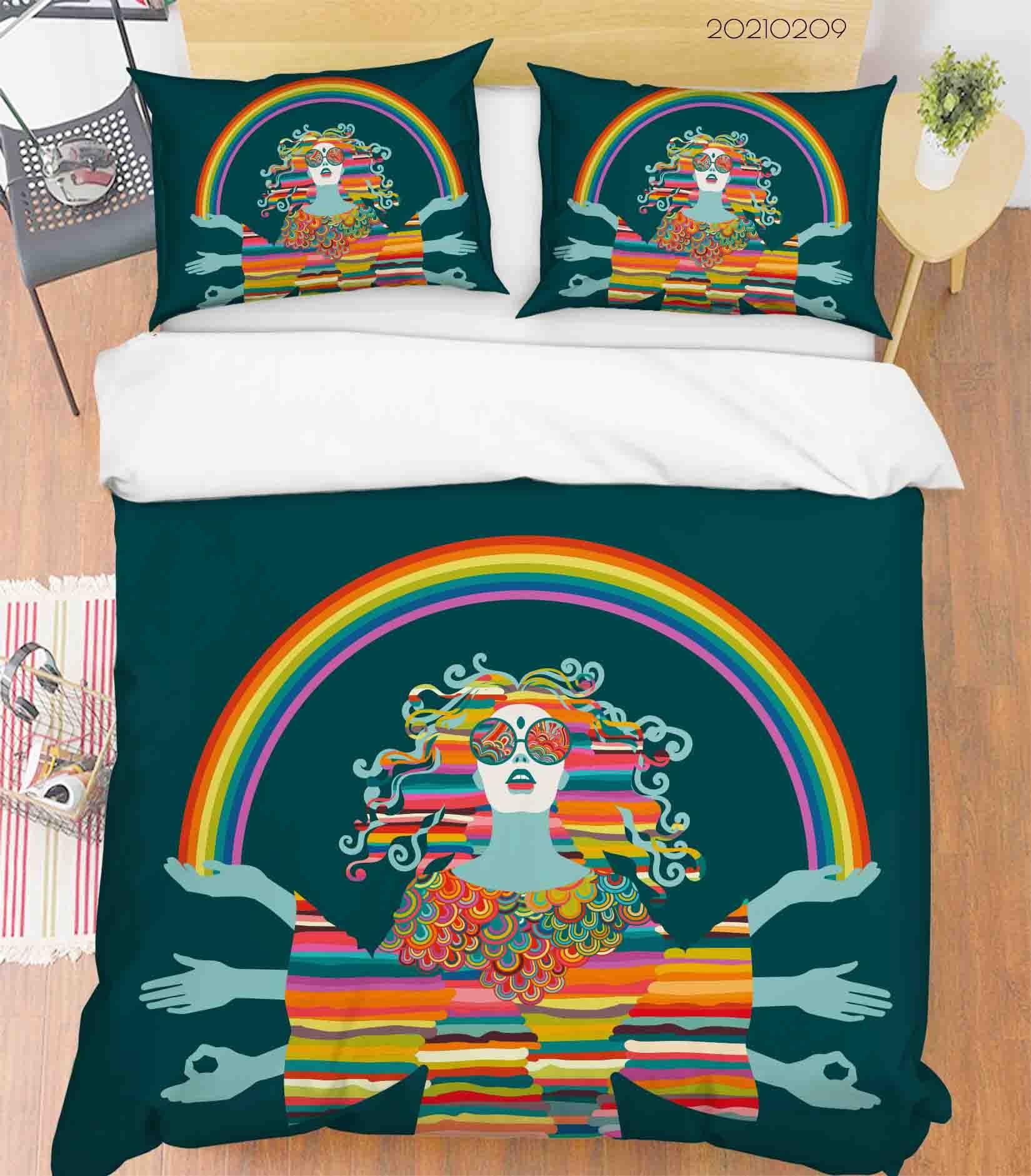 3D Abstract Colorful People Rainbow Quilt Cover Set Bedding Set Duvet Cover Pillowcases 282- Jess Art Decoration