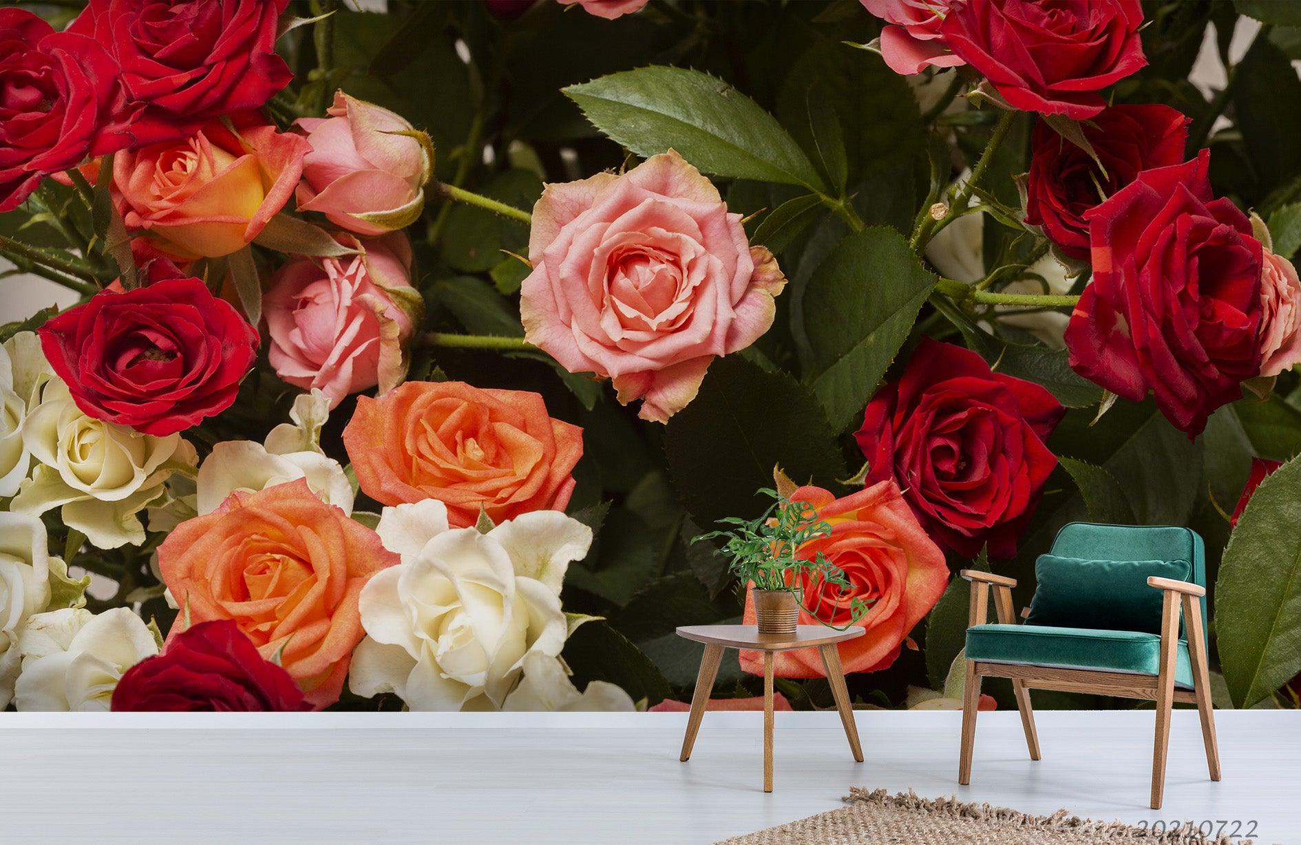 3D Red Rose Floral Wall Mural Wallpaper LQH 496- Jess Art Decoration