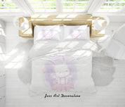 3D White Purple Rabbit Quilt Cover Set Bedding Set Duvet Cover Pillowcases SF136- Jess Art Decoration