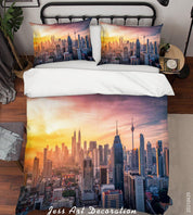 3D Sunset Sky City Building Quilt Cover Set Bedding Set Duvet Cover Pillowcases 167- Jess Art Decoration