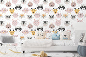 3D Cartoon Cute Animal Bear Panda Fox Pattern Wall Mural Wallpaper WJ 5038- Jess Art Decoration