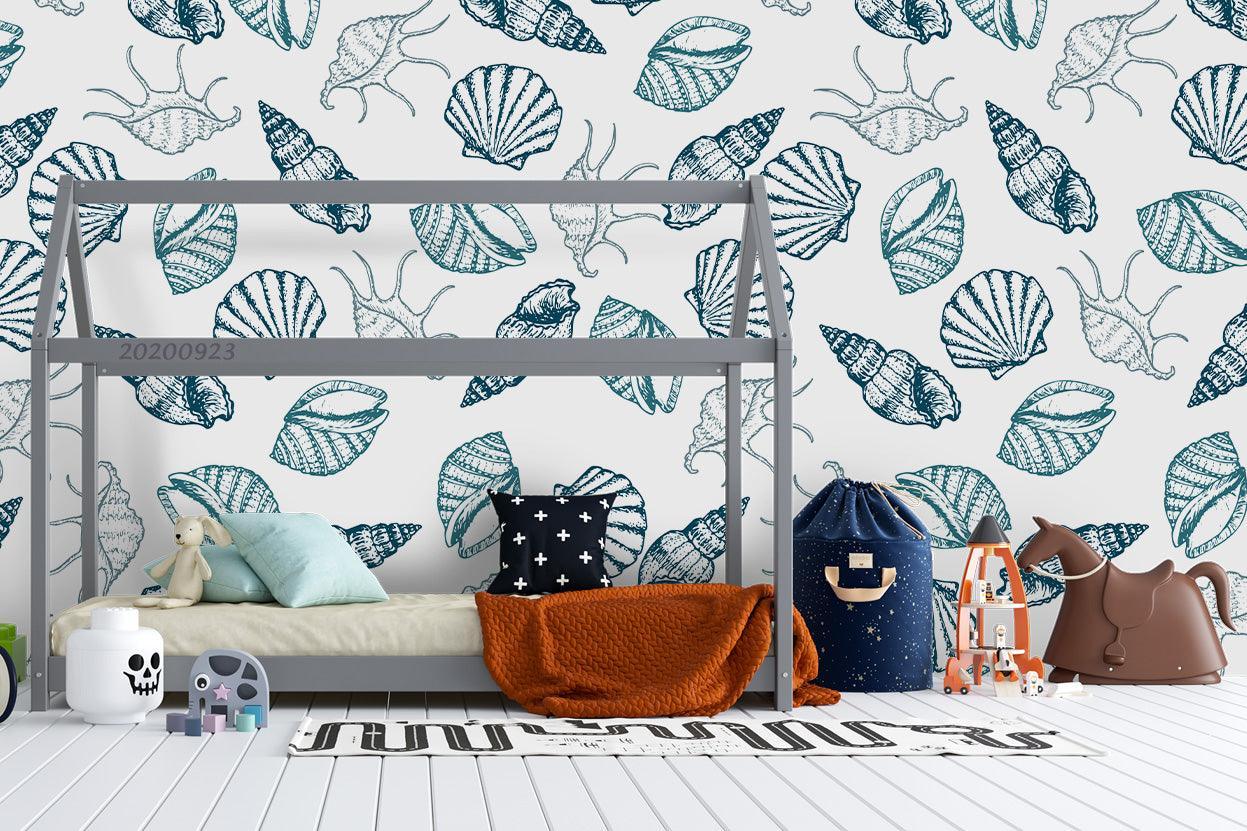 3D Sea Animals Starfish Shells Pattern Wall Mural Wallpaper WJ 3171- Jess Art Decoration