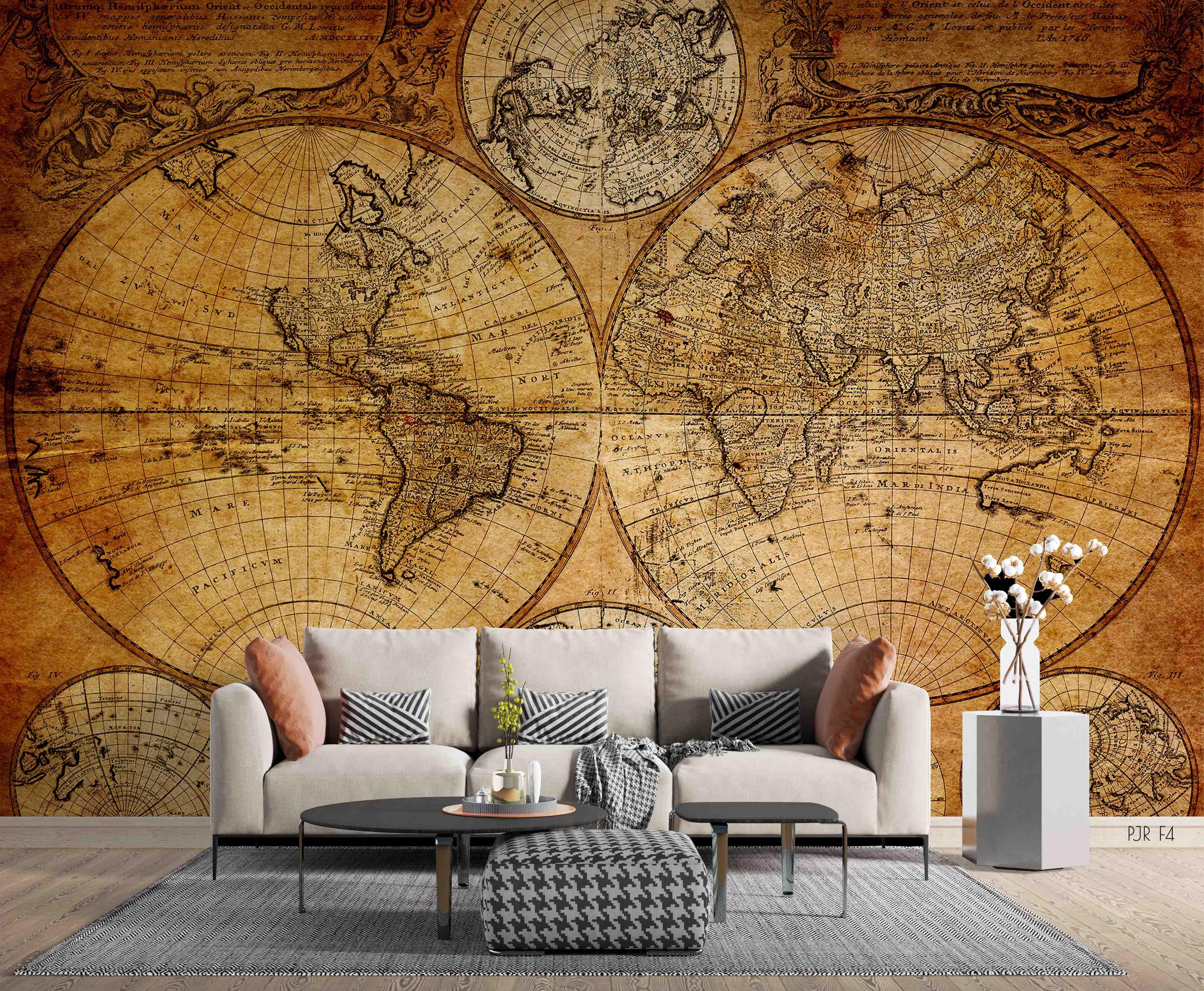 3D Retro World Map Wall Mural Wallpaper LQH 8- Jess Art Decoration
