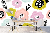 3D color stick figure floral wall mural wallpaper 67- Jess Art Decoration