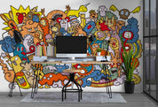 3D Cartoon Color Monsters Graffiti Wall Mural Wallpaper LQH 23- Jess Art Decoration