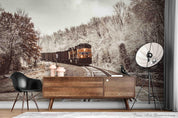 3D Snow Forest Railroad Track Train Wall Mural Wallpaper LQH 46- Jess Art Decoration