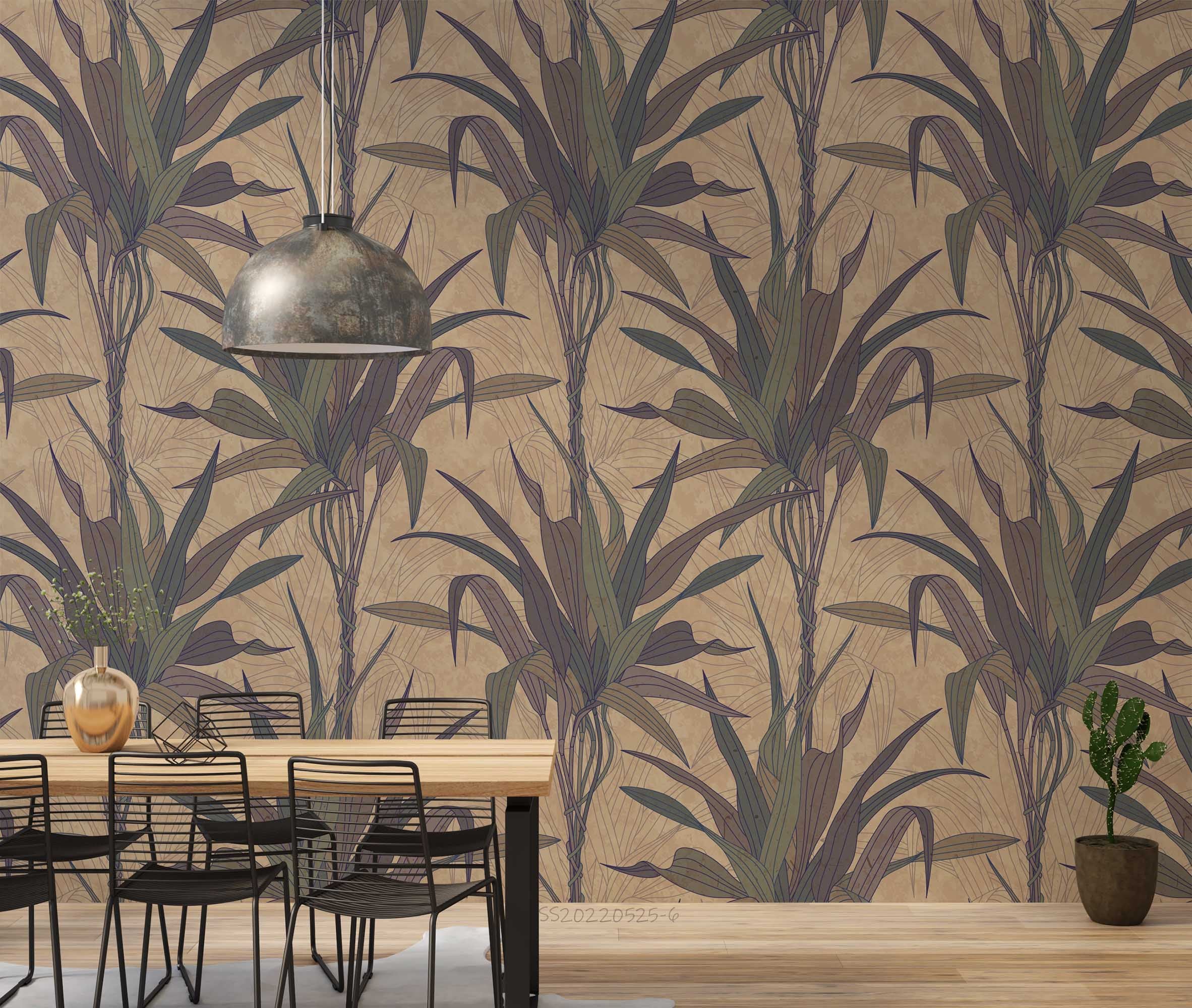 3D Vintage Plant Leaf Pattern Wall Mural Wallpaper GD 1302- Jess Art Decoration