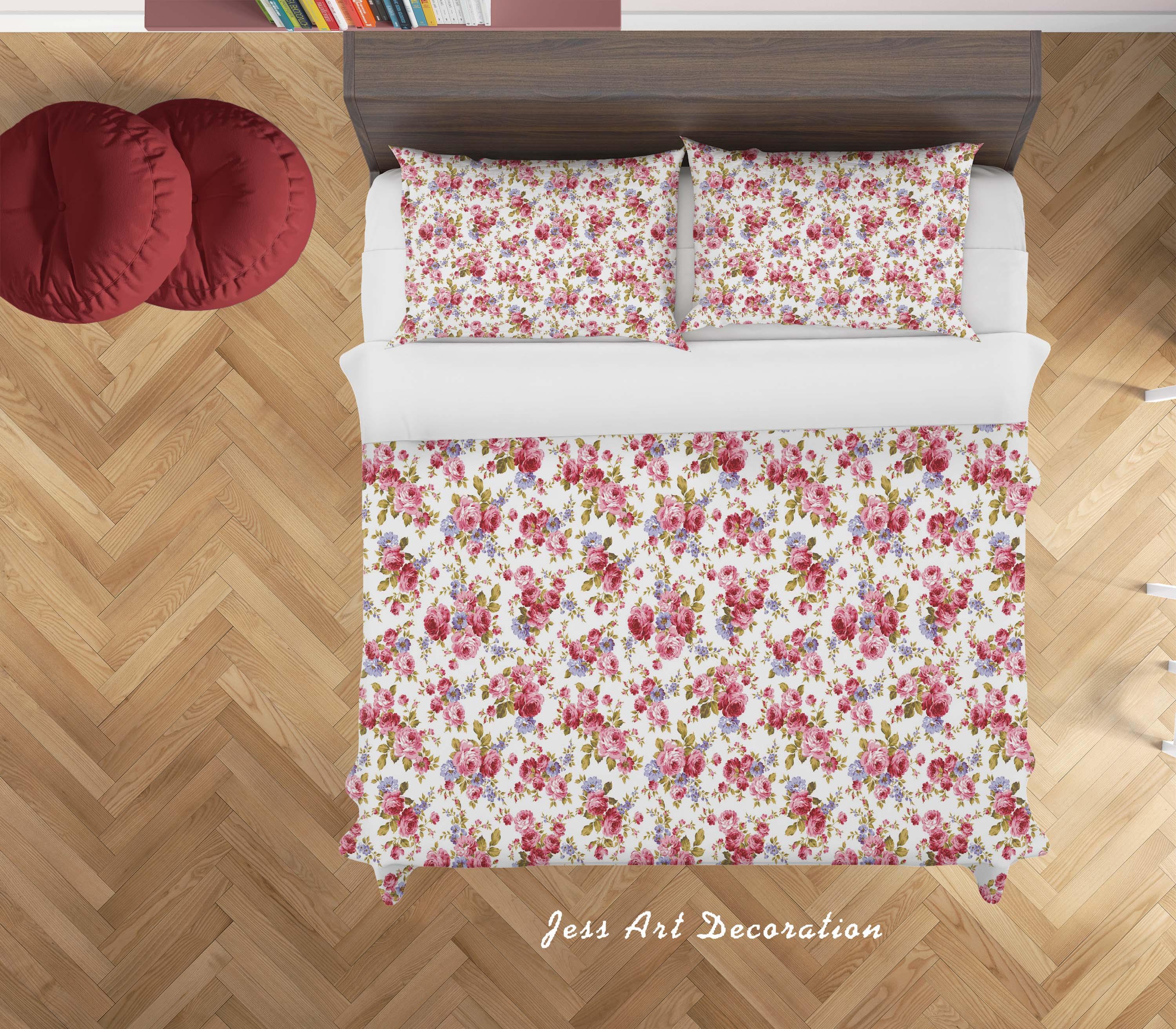 3D White Pink Flowers Quilt Cover Set Bedding Set Duvet Cover Pillowcases SF124- Jess Art Decoration
