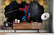 3D Spider Web Superhero spider web superhero mural wall mural wallpaper for kids room - view 3