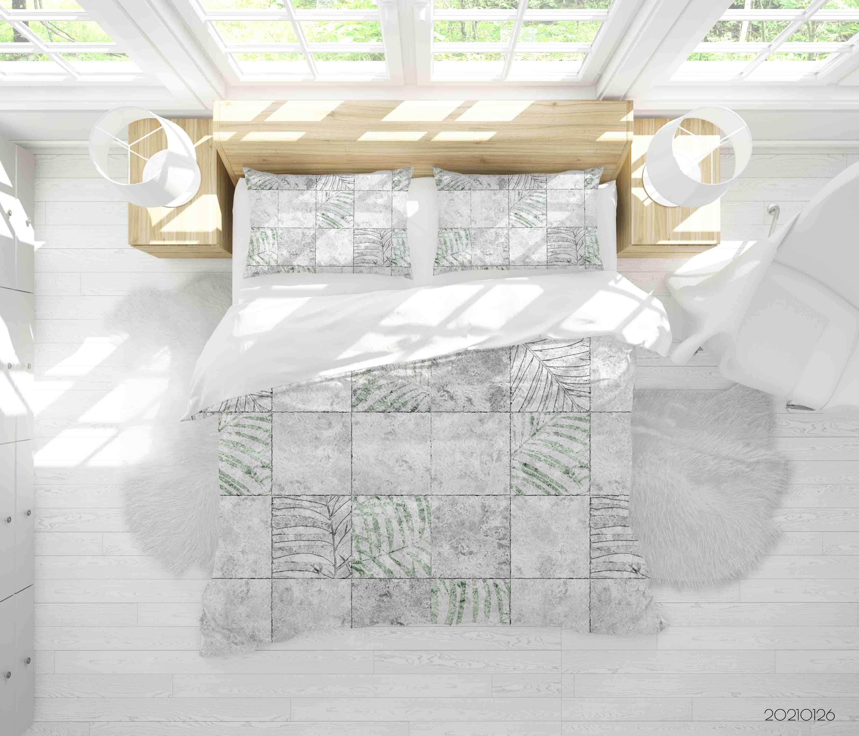 3D Abstract Marble Leaf Quilt Cover Set Bedding Set Duvet Cover Pillowcases 11- Jess Art Decoration