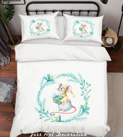 3D White Mouse Wreath Quilt Cover Set Bedding Set Duvet Cover Pillowcases SF69- Jess Art Decoration