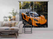 3D Yellow Sports Car Curtains and Drapes LQH 3- Jess Art Decoration